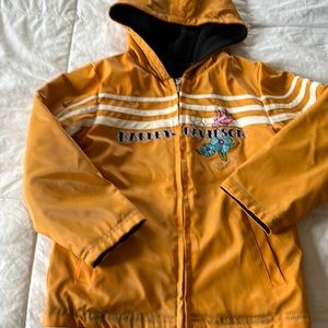 Sz 6 Girls gently used Harley Davidson reversible rain coat ,also thicker inside